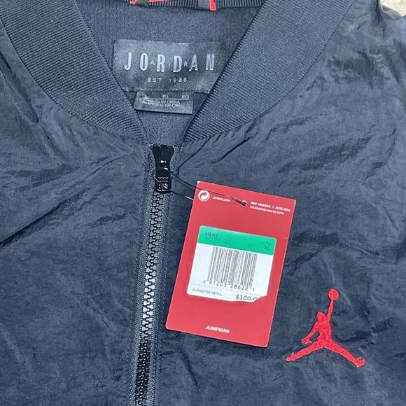 Nike Men's Air Jordan "RINGS" Full Zip JackeT AQ1785 010 Black/Red Size Xt - Picture 2 of 6